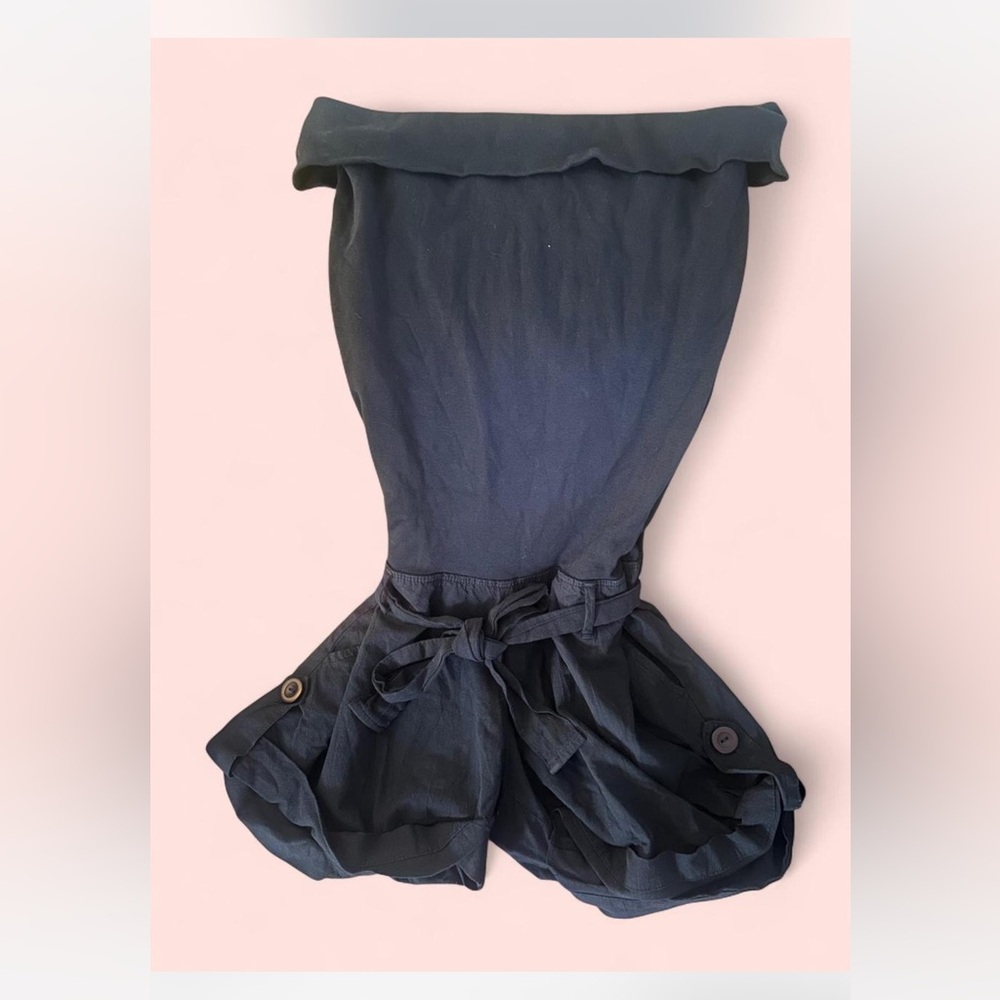 Lux Navy Blue Garment with Button Accent